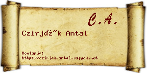 Czirják Antal névjegykártya